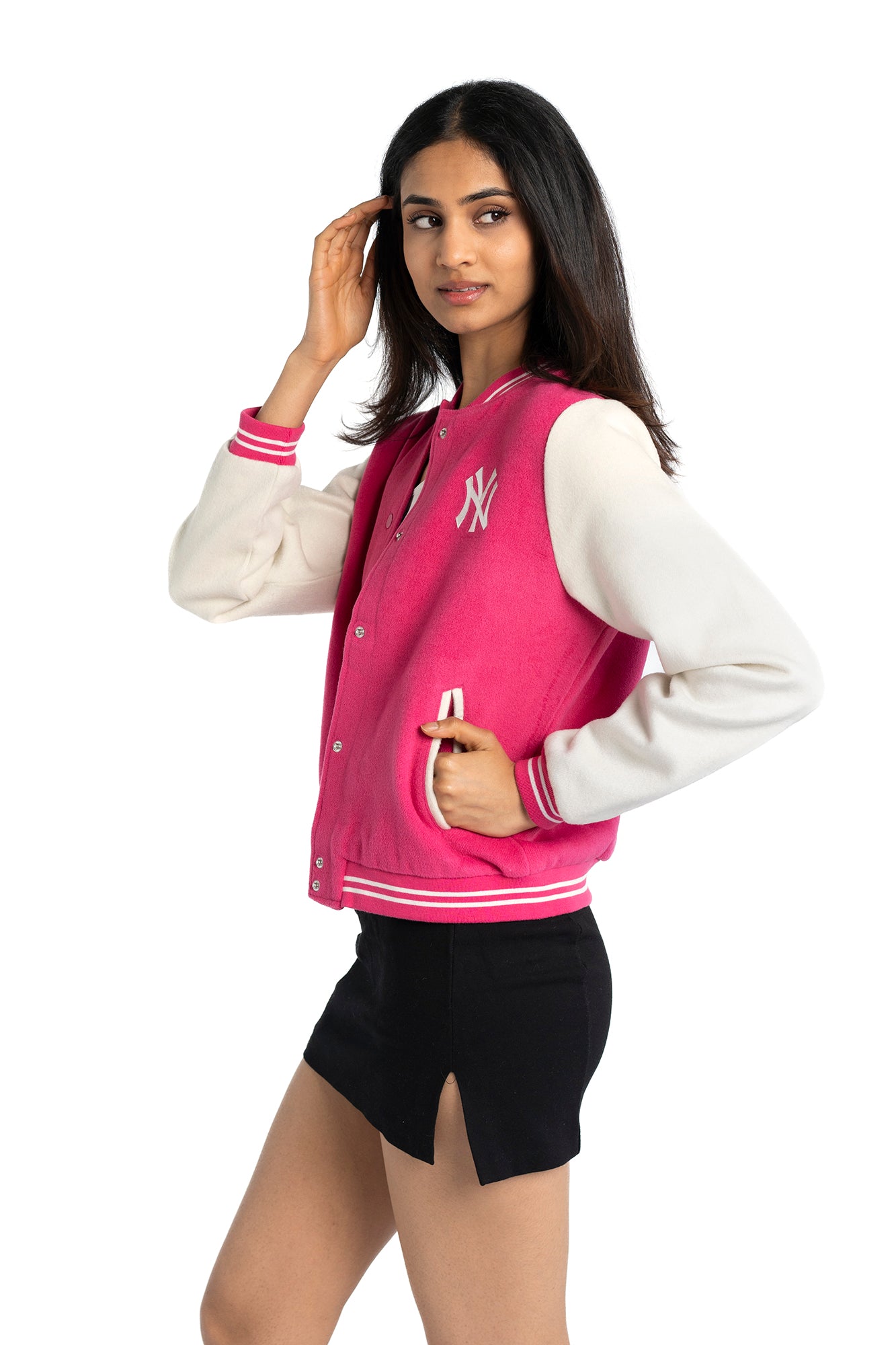 Priya Varsity Jacket - New York Yankees | Women's MLB Pop Pink