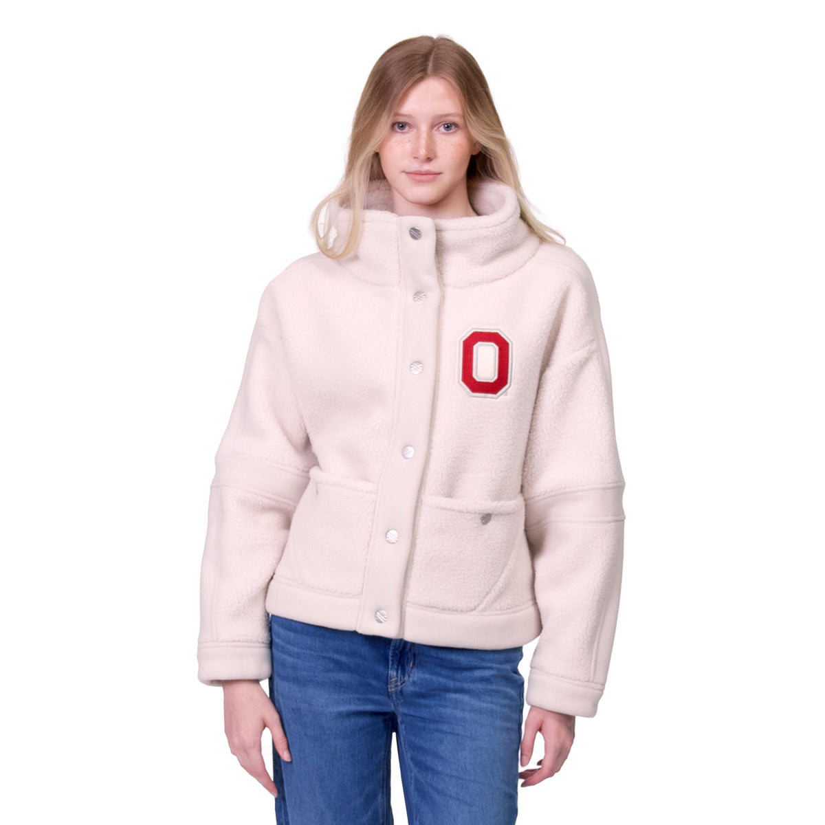 GABY CONTRAST SHERPA JACKET - The Ohio State Univ. Buckeyes