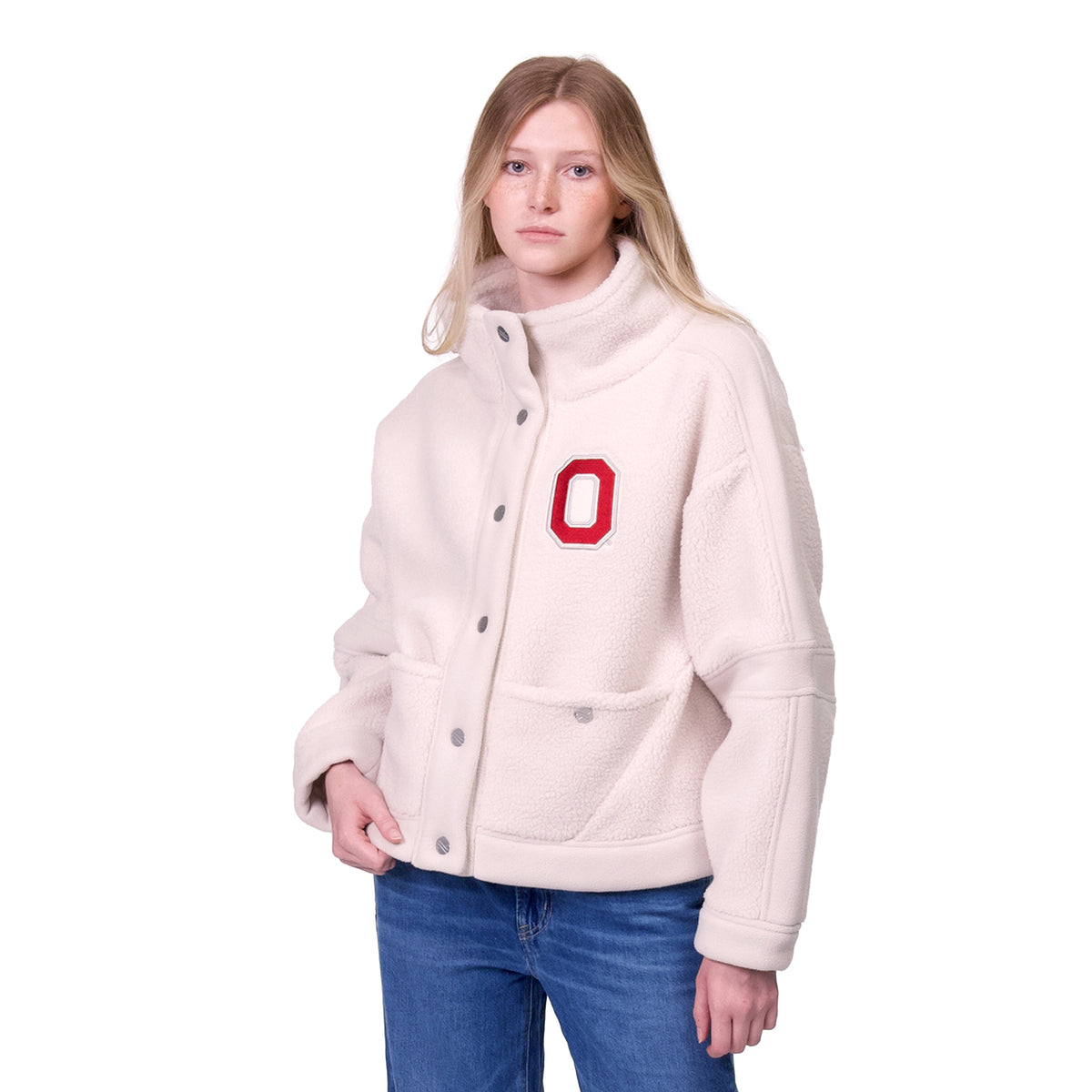 GABY CONTRAST SHERPA JACKET - The Ohio State Univ. Buckeyes