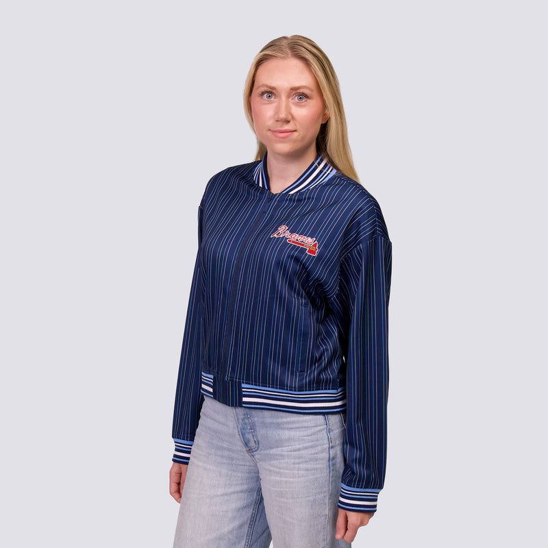 GENNI STRIPED BOMBER JACKET - Atlanta Braves