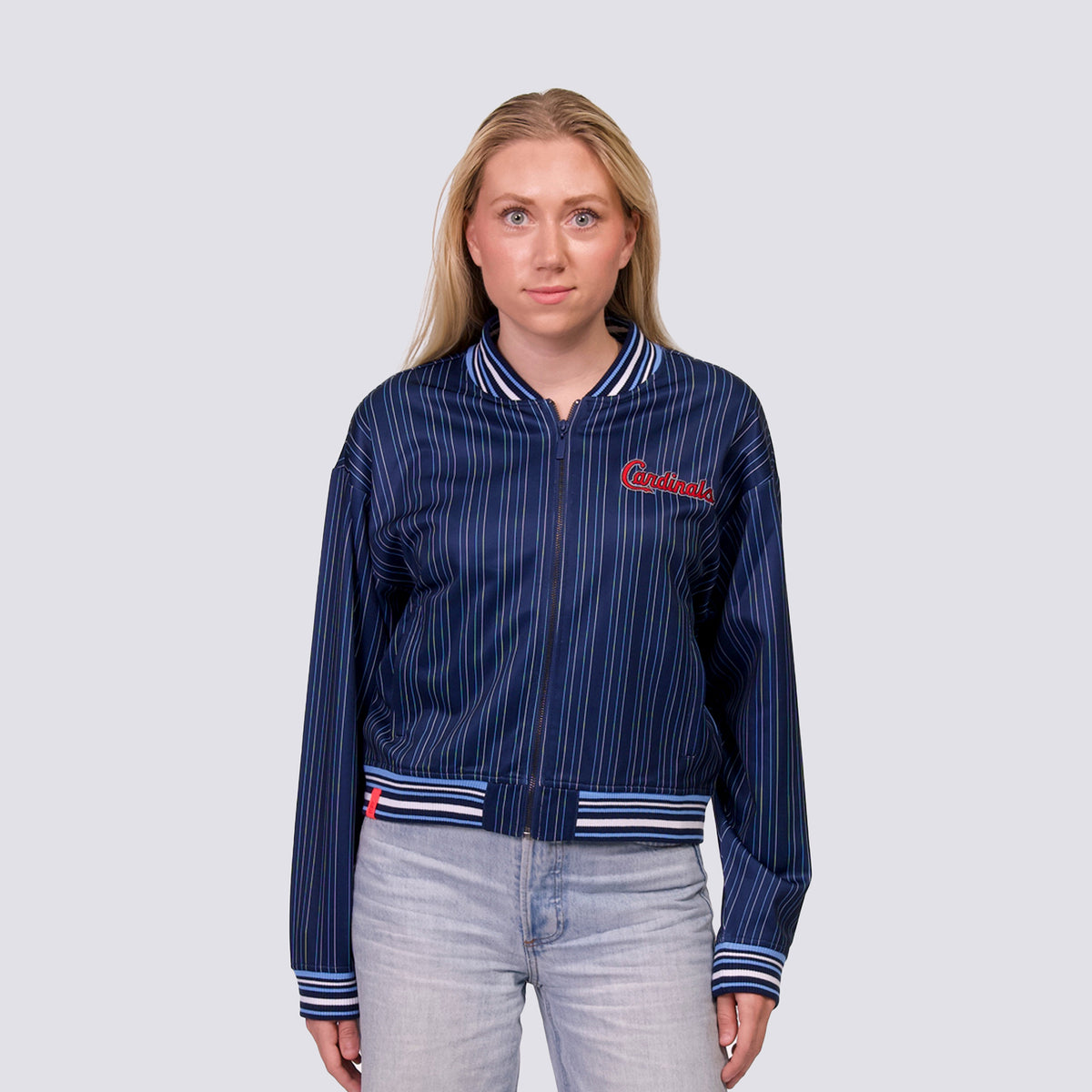 GENNI STRIPED BOMBER JACKET - St. Louis Cardinals