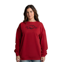 MIRANDA OVERSIZED FLEECE CREW - Univ. of Arkansas Razorbacks