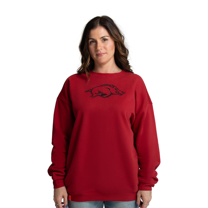 MIRANDA OVERSIZED FLEECE CREW - Univ. of Arkansas Razorbacks