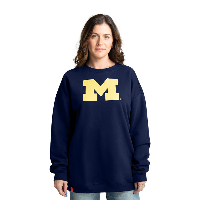 MIRANDA OVERSIZED FLEECE CREW - Univ. of Michigan Wolverines