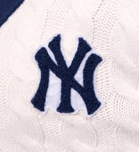 SHYLA COLOR BLOCK CABLE KNIT CARDIGAN - New York Yankees
