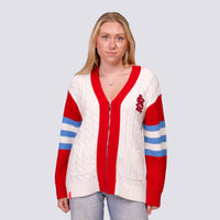 SHYLA COLOR BLOCK CABLE KNIT CARDIGAN - St. Louis Cardinals