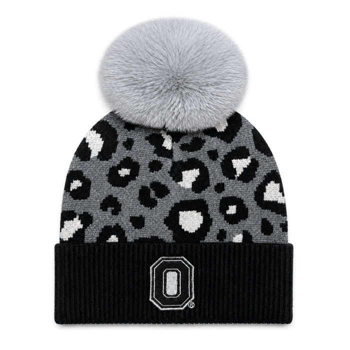 ANTONIA LEOPARD POM HAT WITH MINI PATCH - The Ohio State Univ. Buckeyes