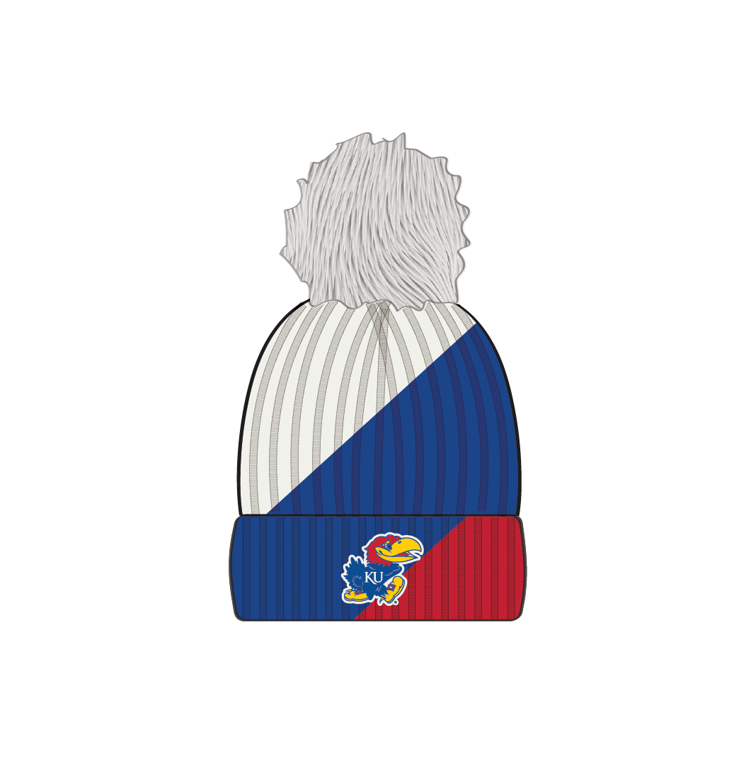 ARABELLA COLOR BLOCKED POM WITH MINI PATCH - Univ. of Kansas Jayhawks
