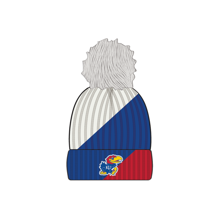 ARABELLA COLOR BLOCKED POM WITH MINI PATCH - Univ. of Kansas Jayhawks