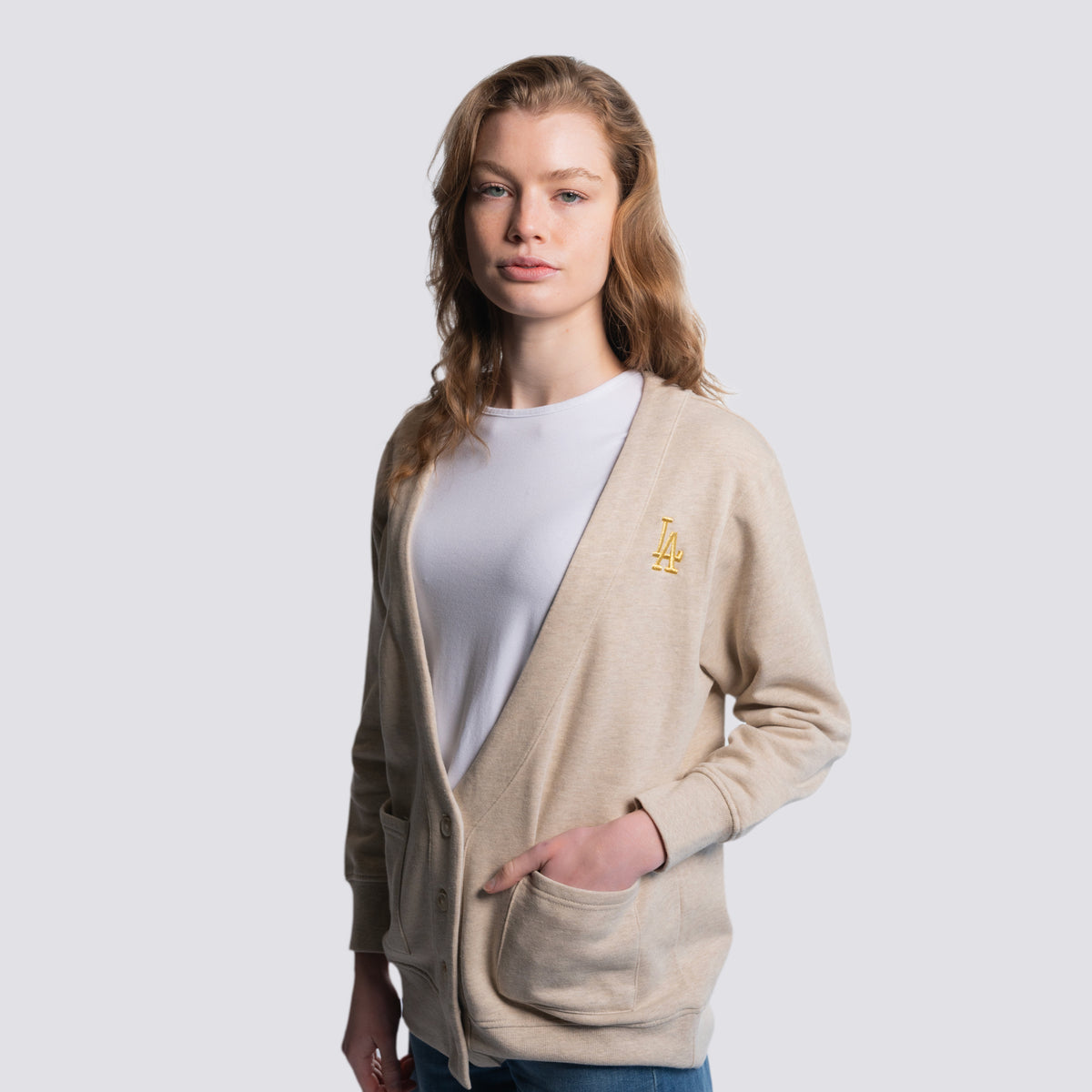 MALIBU METALLIC EMBROIDERED CARDIGAN - Los Angeles Dodgers