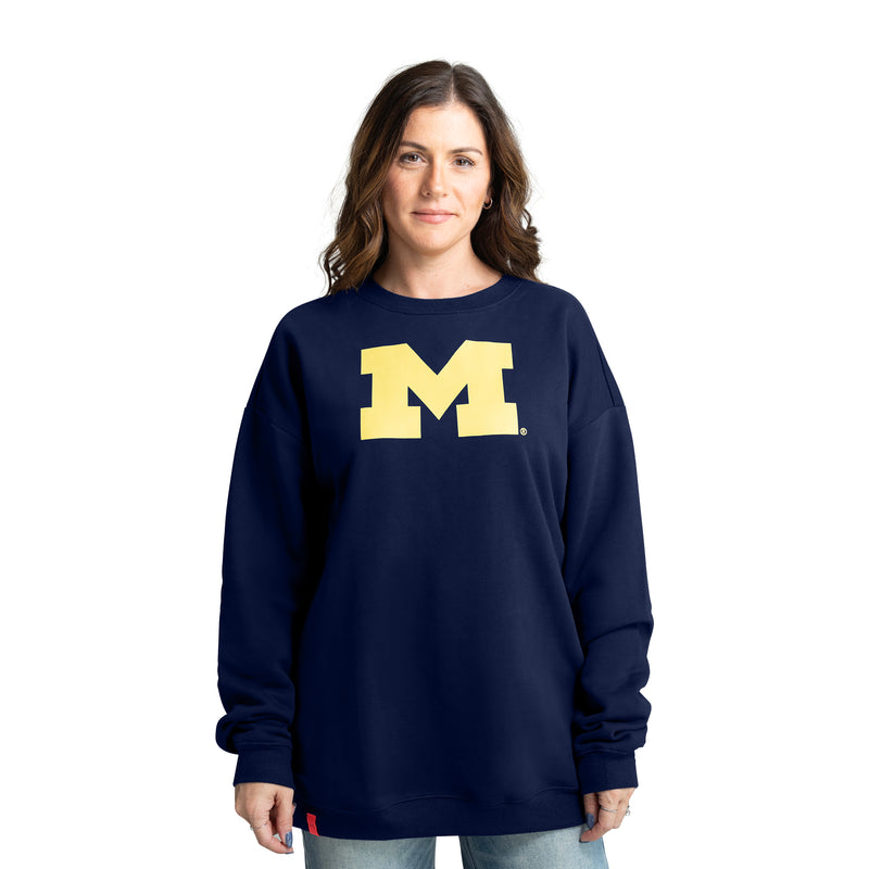 MIRANDA OVERSIZED FLEECE CREW - Univ. of Michigan Wolverines