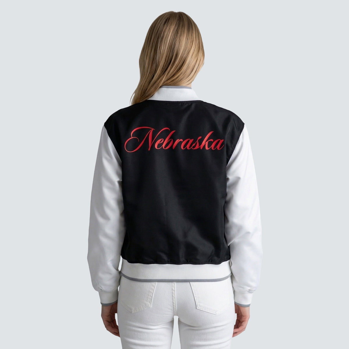 PEARL CONTRAST VARSITY BOMBER - Univ. of Nebraska Cornhuskers