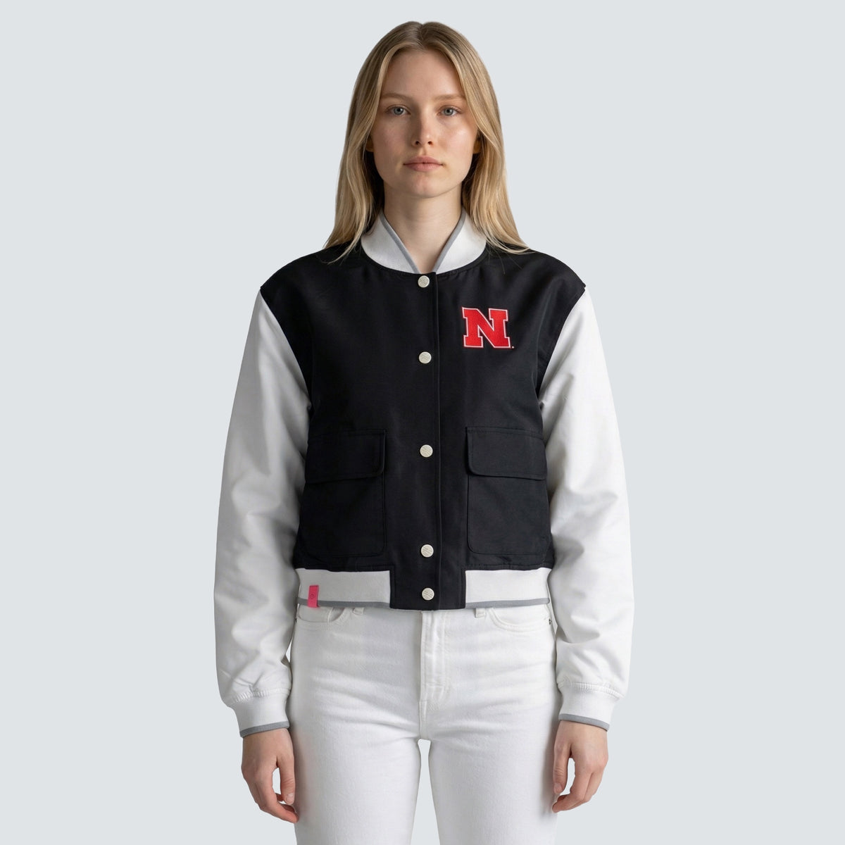 PEARL CONTRAST VARSITY BOMBER - Univ. of Nebraska Cornhuskers