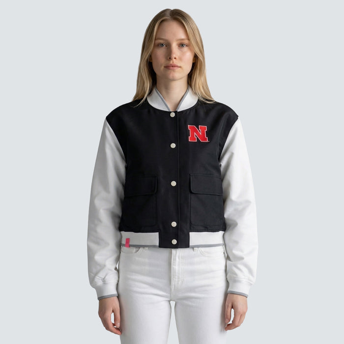 PEARL CONTRAST VARSITY BOMBER - Univ. of Nebraska Cornhuskers