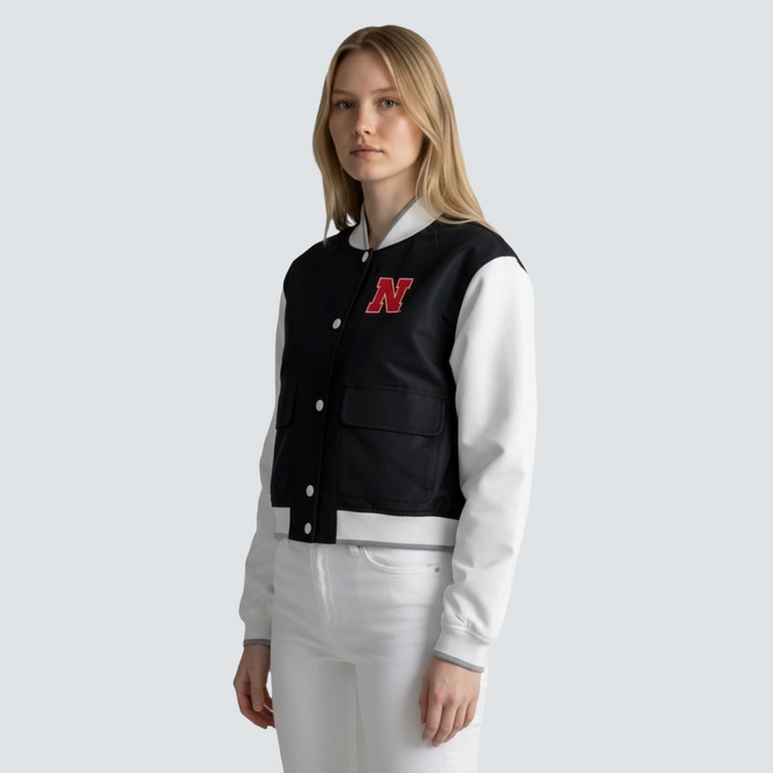 PEARL CONTRAST VARSITY BOMBER - Univ. of Nebraska Cornhuskers