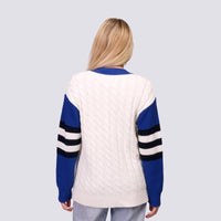 SHYLA COLOR BLOCK CABLE KNIT CARDIGAN - Los Angeles Dodgers