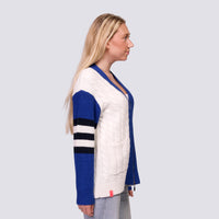 SHYLA COLOR BLOCK CABLE KNIT CARDIGAN - Los Angeles Dodgers