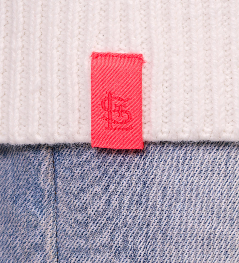 SHYLA COLOR BLOCK CABLE KNIT CARDIGAN - St. Louis Cardinals