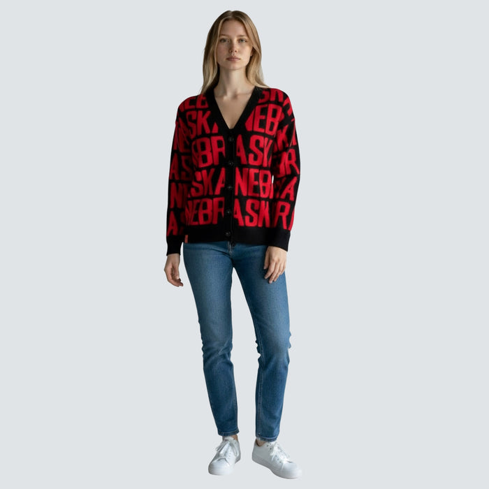 SHEA TEAM JACQUARD CARDIGAN - Univ. of Nebraska Cornhuskers