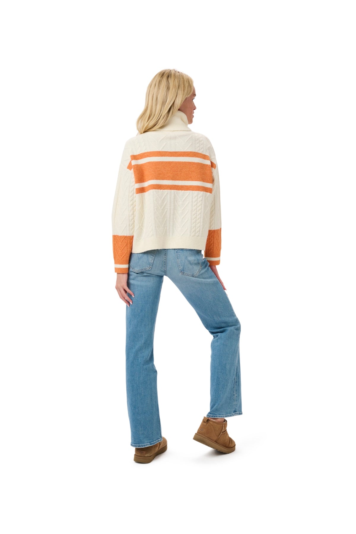 SUSAN  MIXED CABLE TURTLENECK SWEATER - New York Mets