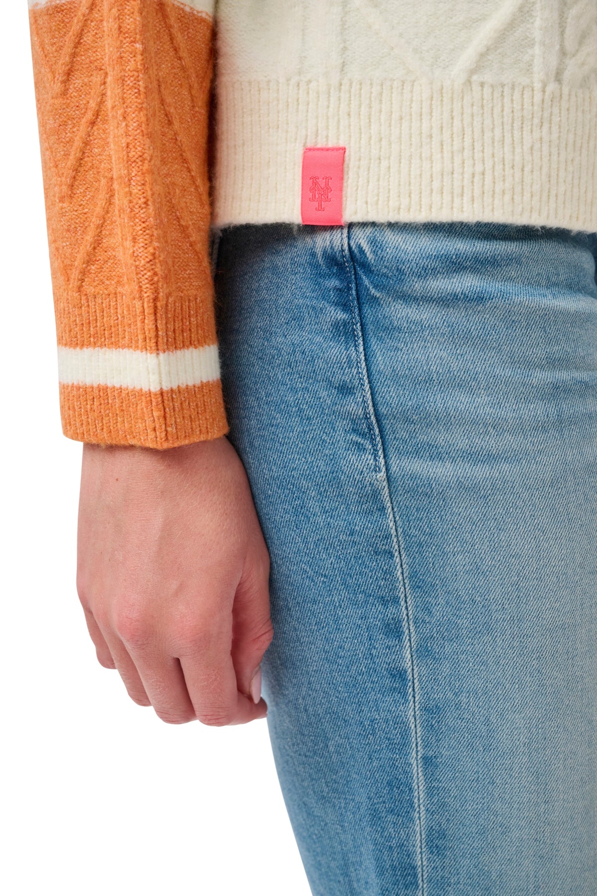 SUSAN  MIXED CABLE TURTLENECK SWEATER - New York Mets