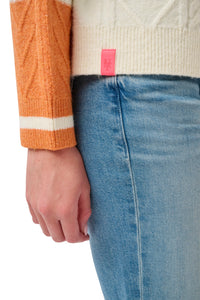 SUSAN  MIXED CABLE TURTLENECK SWEATER - New York Mets