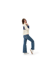 SUSAN  MIXED CABLE TURTLENECK SWEATER - Seattle Mariners